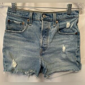 Levi’s Premium Ribcage Shorts Womens 27 High Rise Button Fly Denim Cut Off Hem